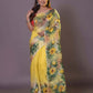 HANDPAINTED MULBERRY HANDLOOM SILK SAREE-051 - indeloom