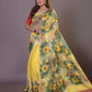 HANDPAINTED MULBERRY HANDLOOM SILK SAREE-051 - indeloom