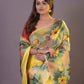 HANDPAINTED MULBERRY HANDLOOM SILK SAREE-051 - indeloom