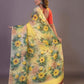 HANDPAINTED MULBERRY HANDLOOM SILK SAREE-051 - indeloom