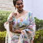 Elephant and Bird Motifs on Beigh Color Jamdani Saree-001 - indeloom