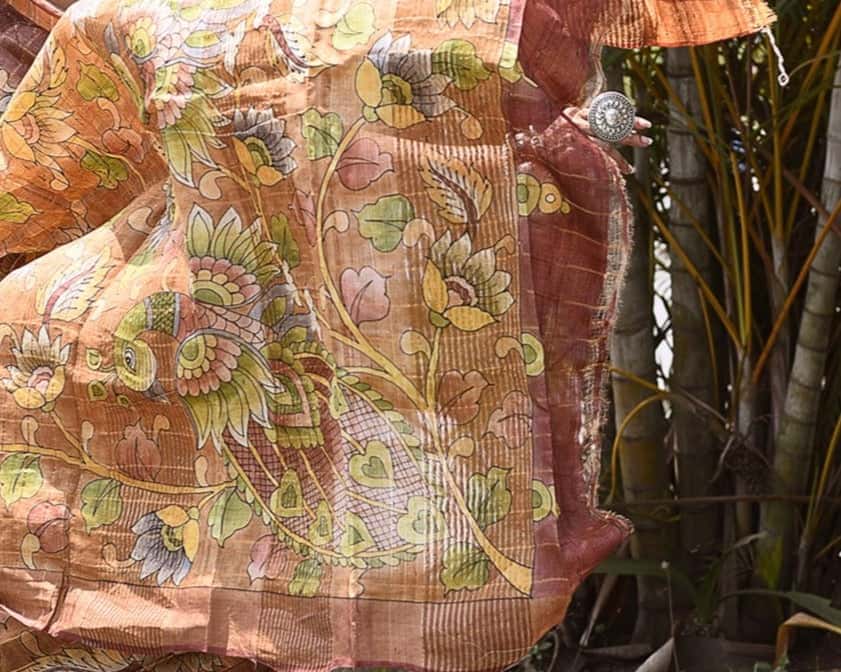 Handpainted Tussar Silk Saree(Pre-Order)-014 - indeloom