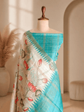 Exclusive Printed Tussar Semi Silk Saree | Beige