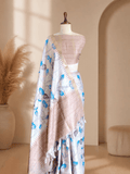 Exclusive Printed Tussar Semi Silk Saree | Beige