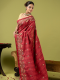 Fancy Blended Saree | Crimson Red