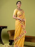 Fancy Blended Saree | Mustard Yellow