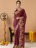 Fancy Blended Saree | Deep Purple