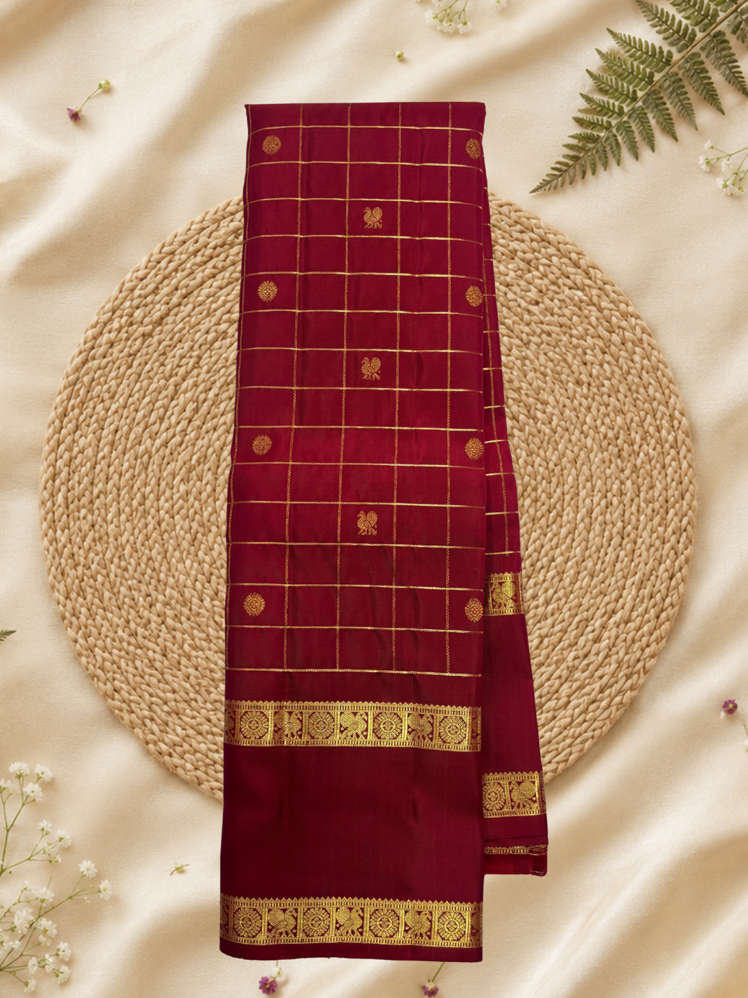 Handwoven Pure Gadwal Silk Saree | Maroon