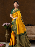 Handloom Kanjivaram Silk Saree | Mustard Yellow