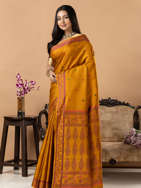Handloom Kanjivaram Silk Saree | Mustard Gold