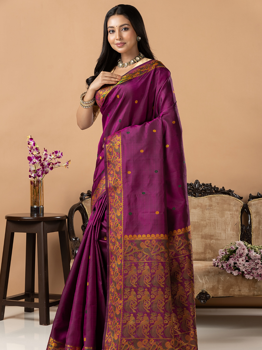 Handloom Kanjivaram Silk Saree | Royal Purple