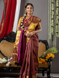 Handloom Kanjivaram Silk Saree | Deep Maroon Pattern