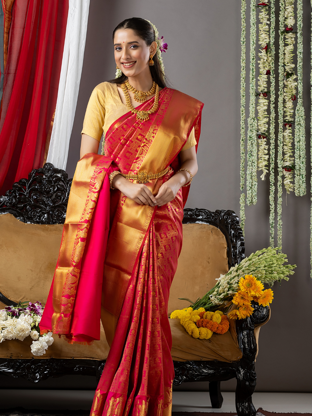 Handloom Kanjivaram Silk Saree | Classic Red