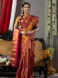Handloom Kanjivaram Silk Saree | Copper Rose