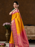 Handloom Kanjivaram Silk Saree | Mustard Yellow