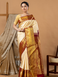 Handloom Kanjivaram Silk Saree | Ivory Cream