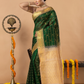 Handloom Korvai Silk Cotton Saree | Bottle Green