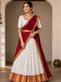 Handloom Narayanpet Cotton Half Saree | Ivory