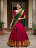 Handloom Narayanpet Cotton Half Saree | Fuchsia