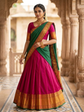 Handloom Narayanpet Cotton Half Saree | Magenta