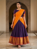 Handloom Narayanpet Cotton Half Saree | Deep Purple