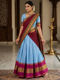 Handloom Narayanpet Cotton Half Saree | Sky Blue
