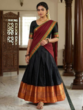 Handloom Narayanpet Cotton Half Saree | Black