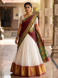 Handloom Narayanpet Cotton Half Saree | Off-White