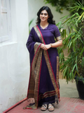 Handloom Narayanpet Cotton Unstitched 2-Piece Kurti | Deep Purple