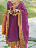 Handloom Narayanpet Cotton Unstitched 2-Piece Kurti | Magenta