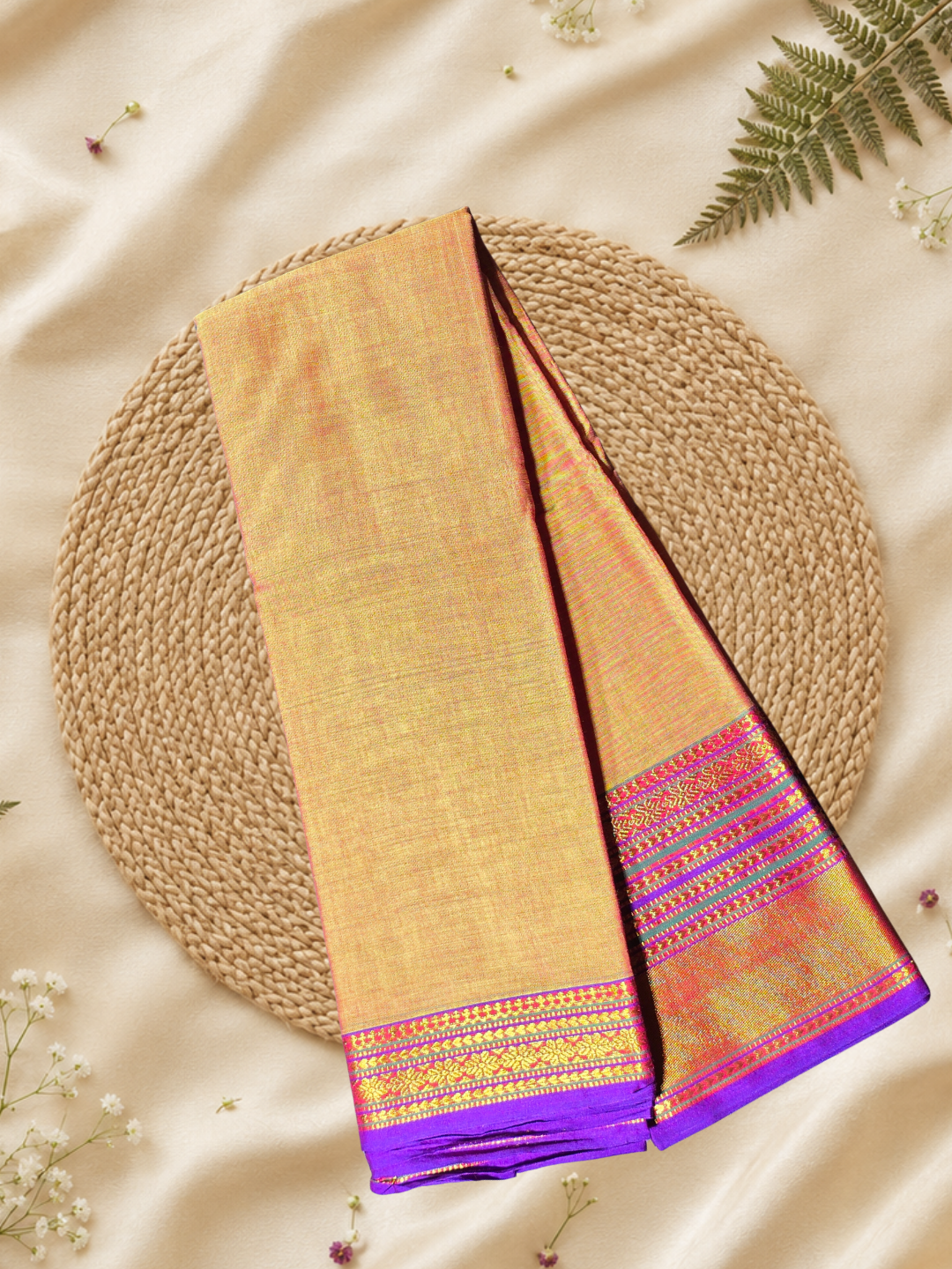 Handloom Narayanpet Cotton Saree | Golden Yellow
