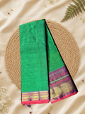 Handloom Narayanpet Cotton Saree | Grass Green