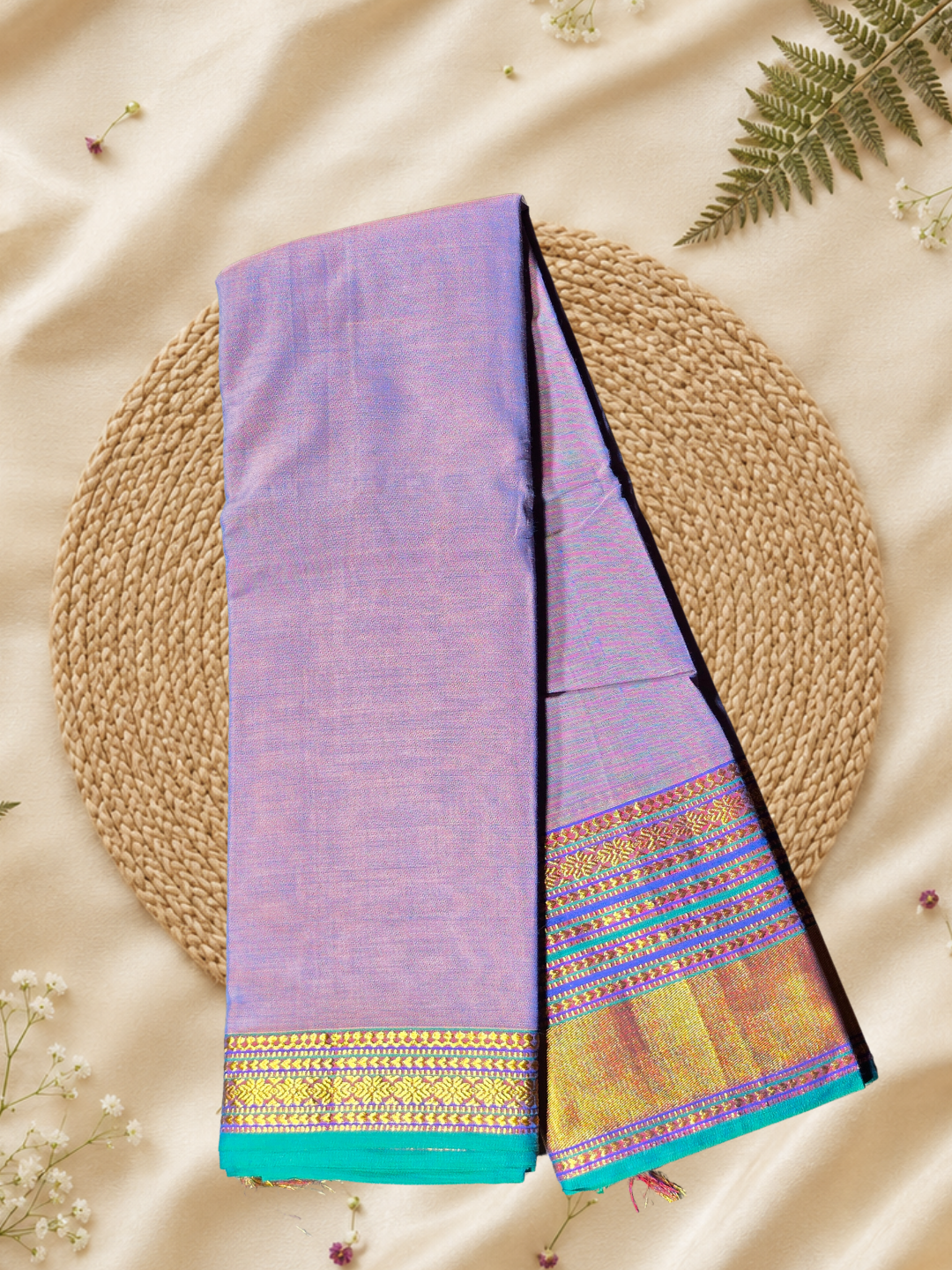 Handloom Narayanpet Cotton Saree | Lavender