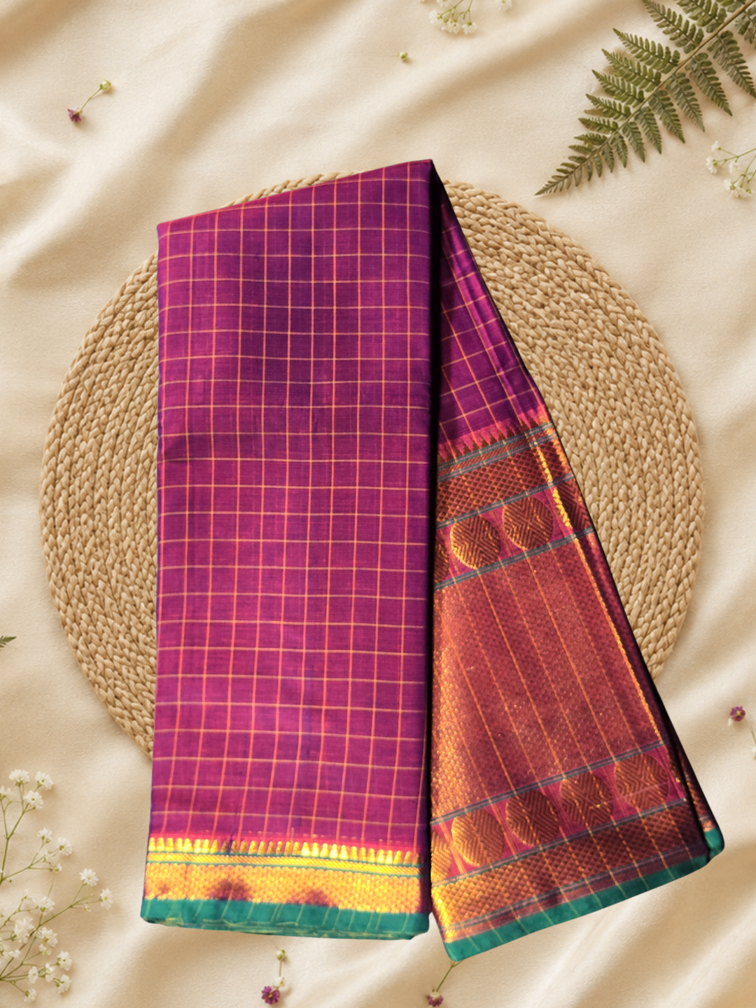 Handloom Narayanpet Cotton Saree | Purple