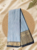 Handloom Narayanpet Cotton Saree | Chambray Blue
