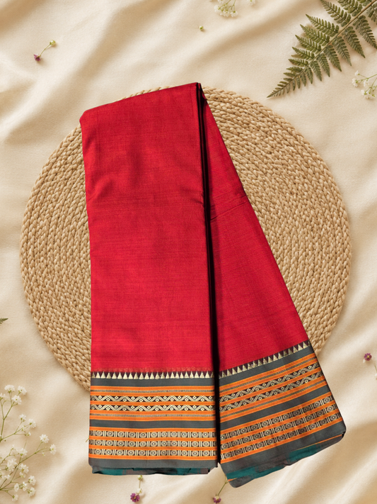 Handloom Narayanpet Cotton Saree | Red