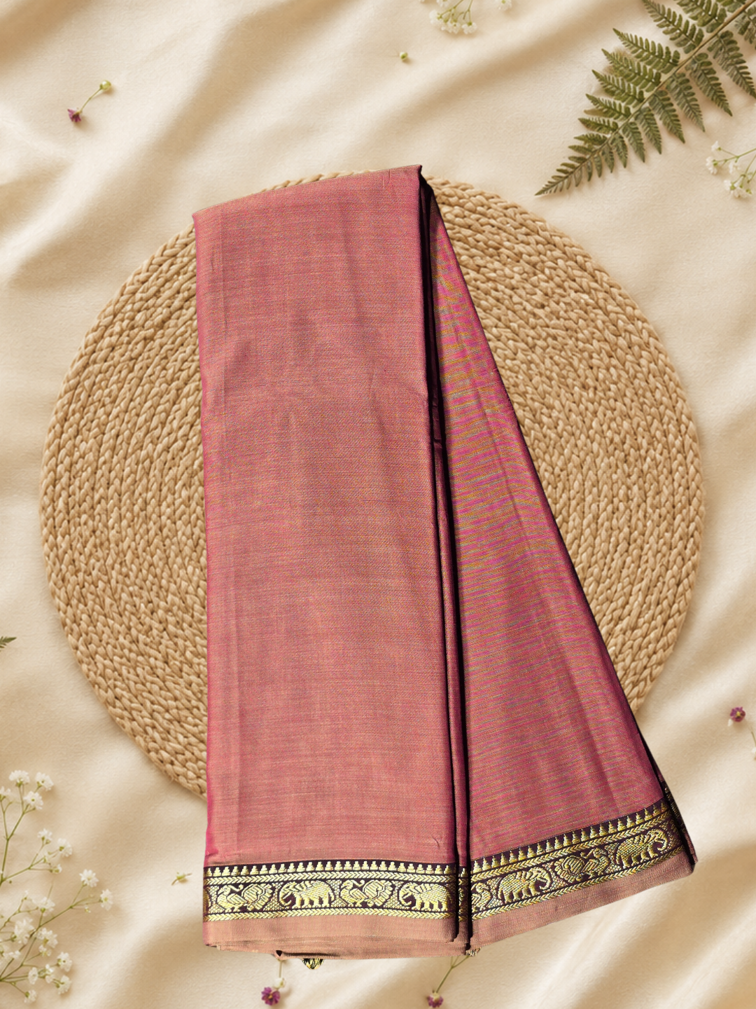 Handloom Narayanpet Cotton Saree | Mauve Pink