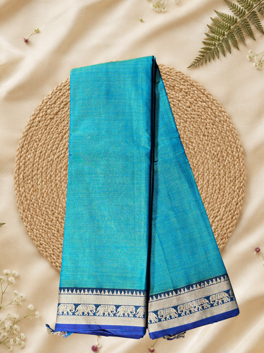 Handloom Narayanpet Cotton Saree | Peacock Blue