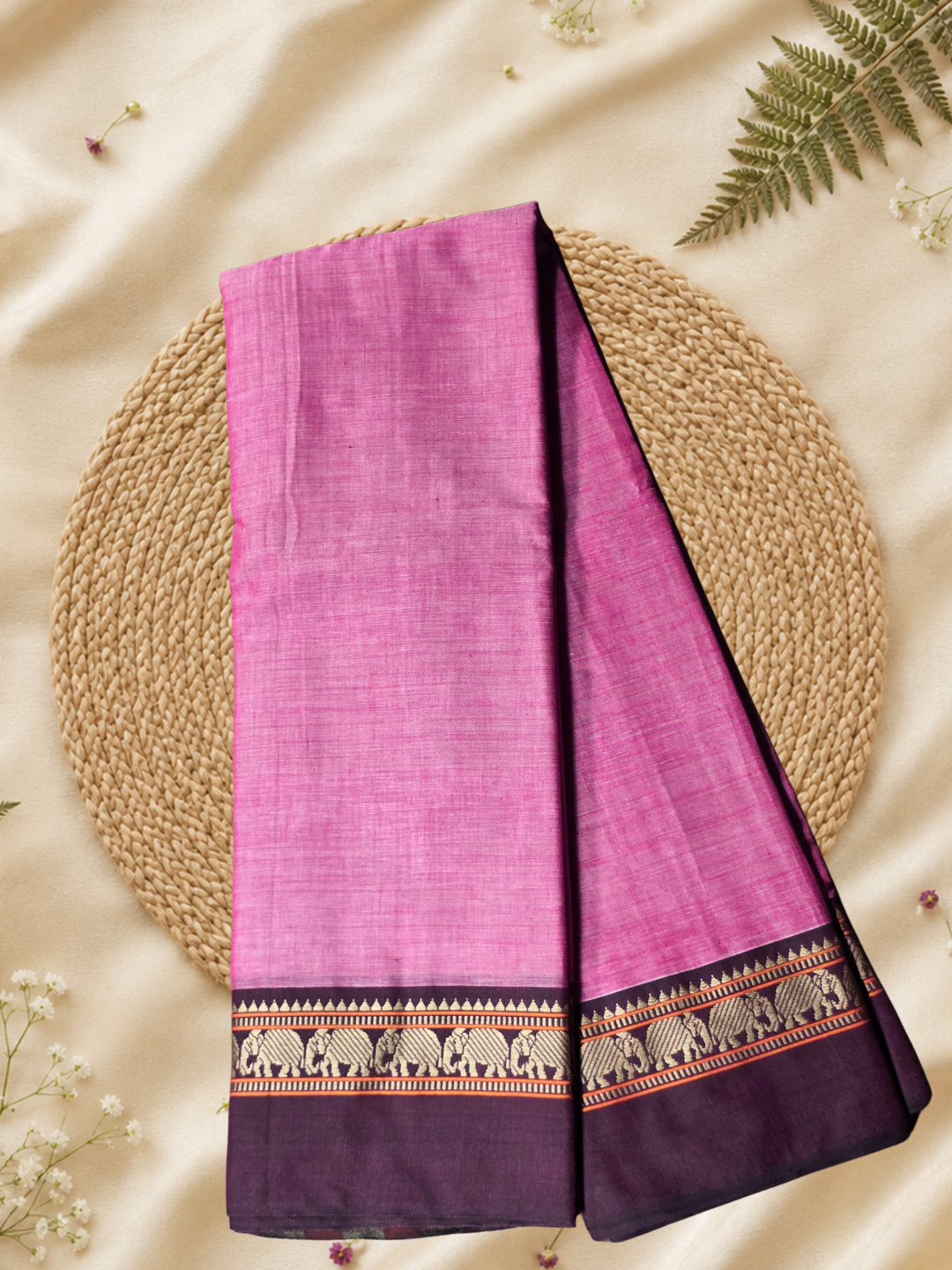 Handloom Narayanpet Cotton Saree | Mauve Pink