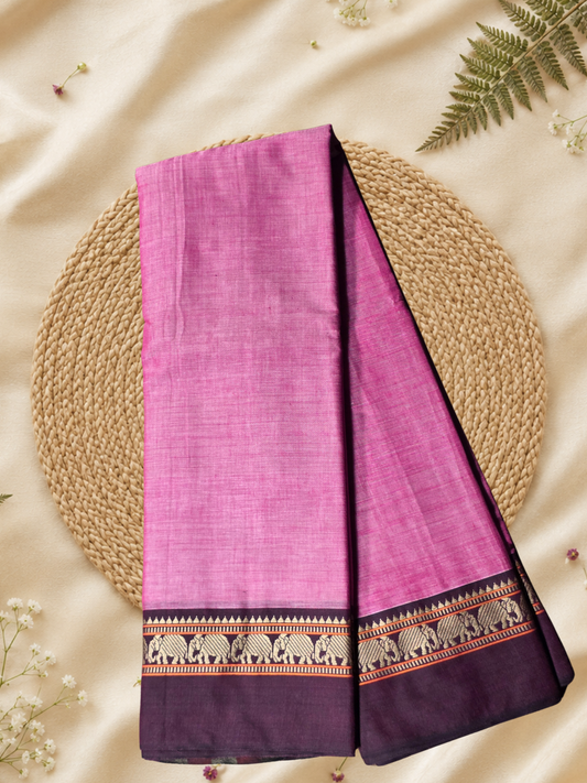 Handloom Narayanpet Cotton Saree | Mauve Pink