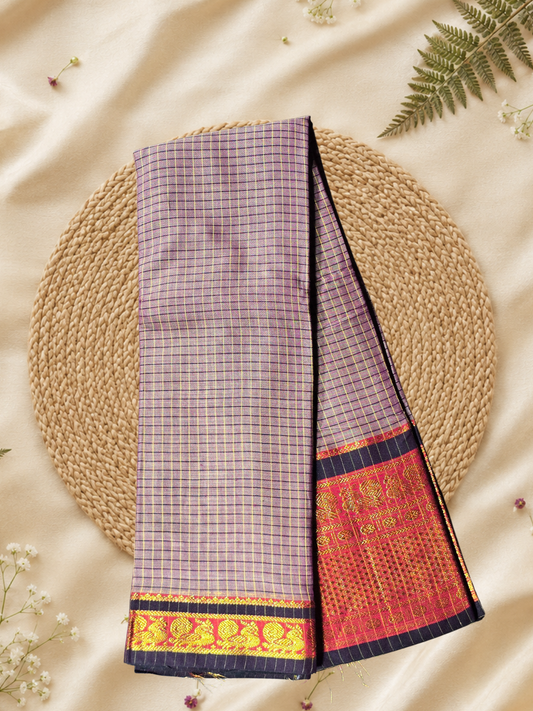 Handloom Narayanpet Cotton Saree | Lavender