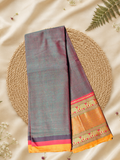 Handloom Narayanpet Cotton Saree | Slate Grey