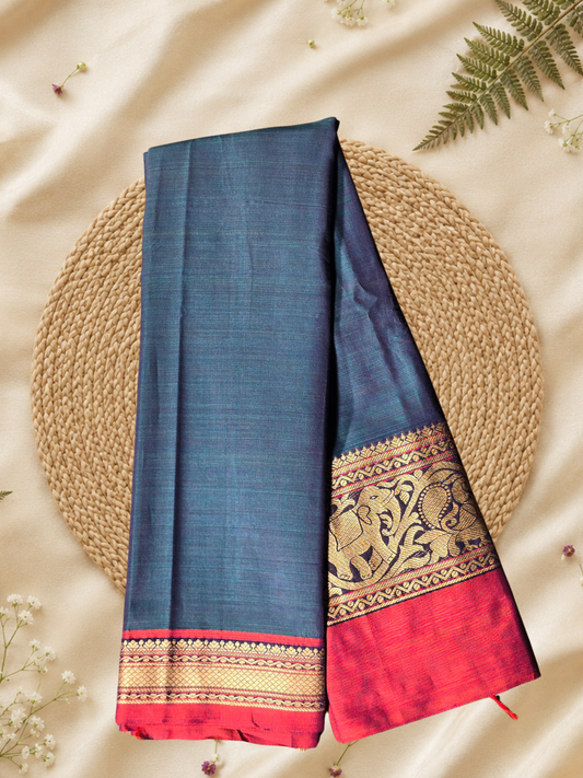 Handloom Narayanpet Cotton Saree | Denim Blue