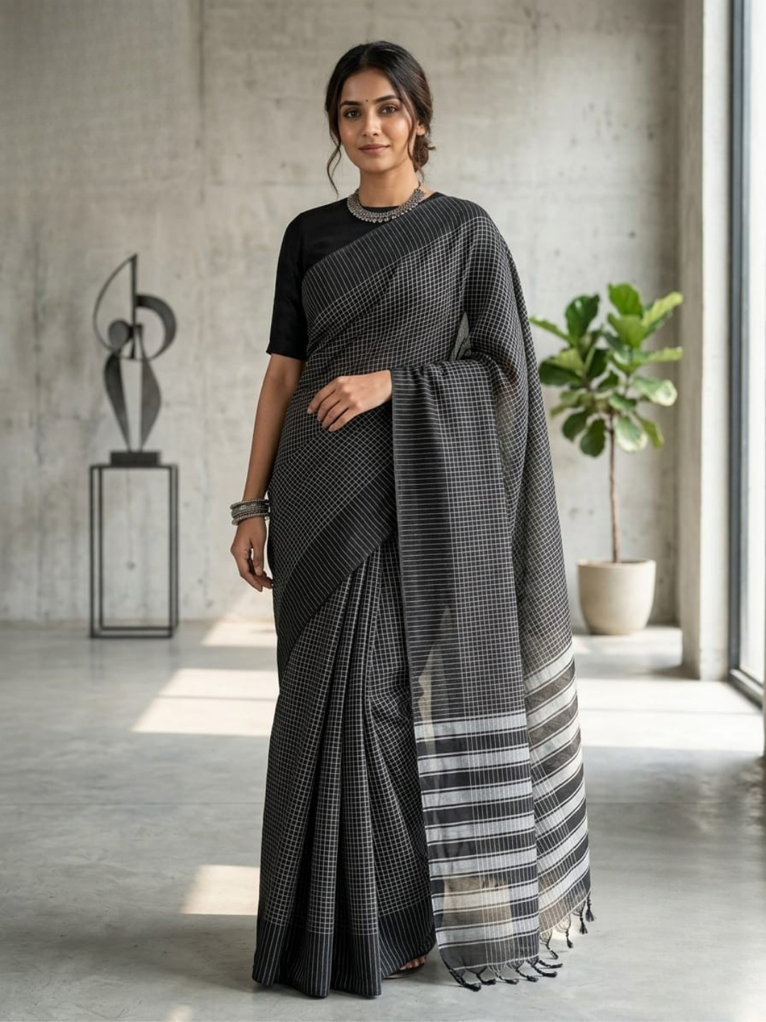 Handloom Narayanpet Cotton Saree | Black