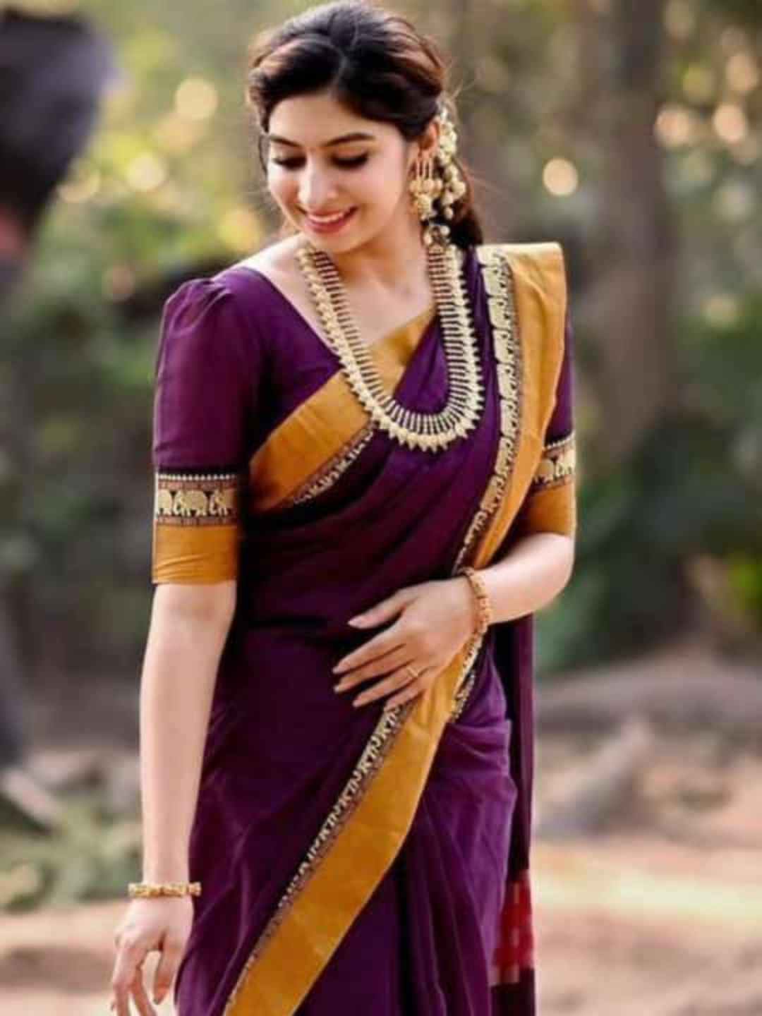Handloom Narayanpet Cotton Saree | Deep Plum