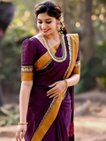 Handloom Narayanpet Cotton Saree | Deep Plum