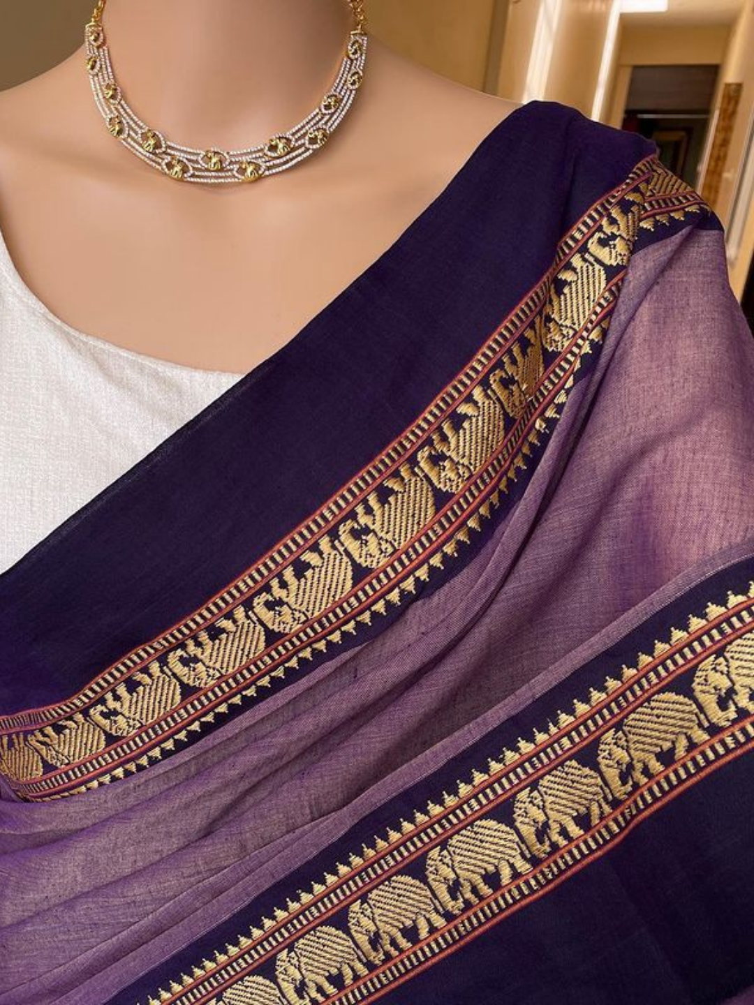 Handloom Narayanpet Cotton Saree | Mauve Lavender
