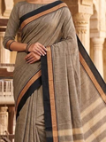 Handloom Narayanpet Cotton Saree | Taupe Grey