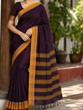 Handloom Narayanpet Cotton Saree | Deep Plum