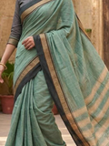 Handloom Narayanpet Cotton Saree | Sage Mint Green